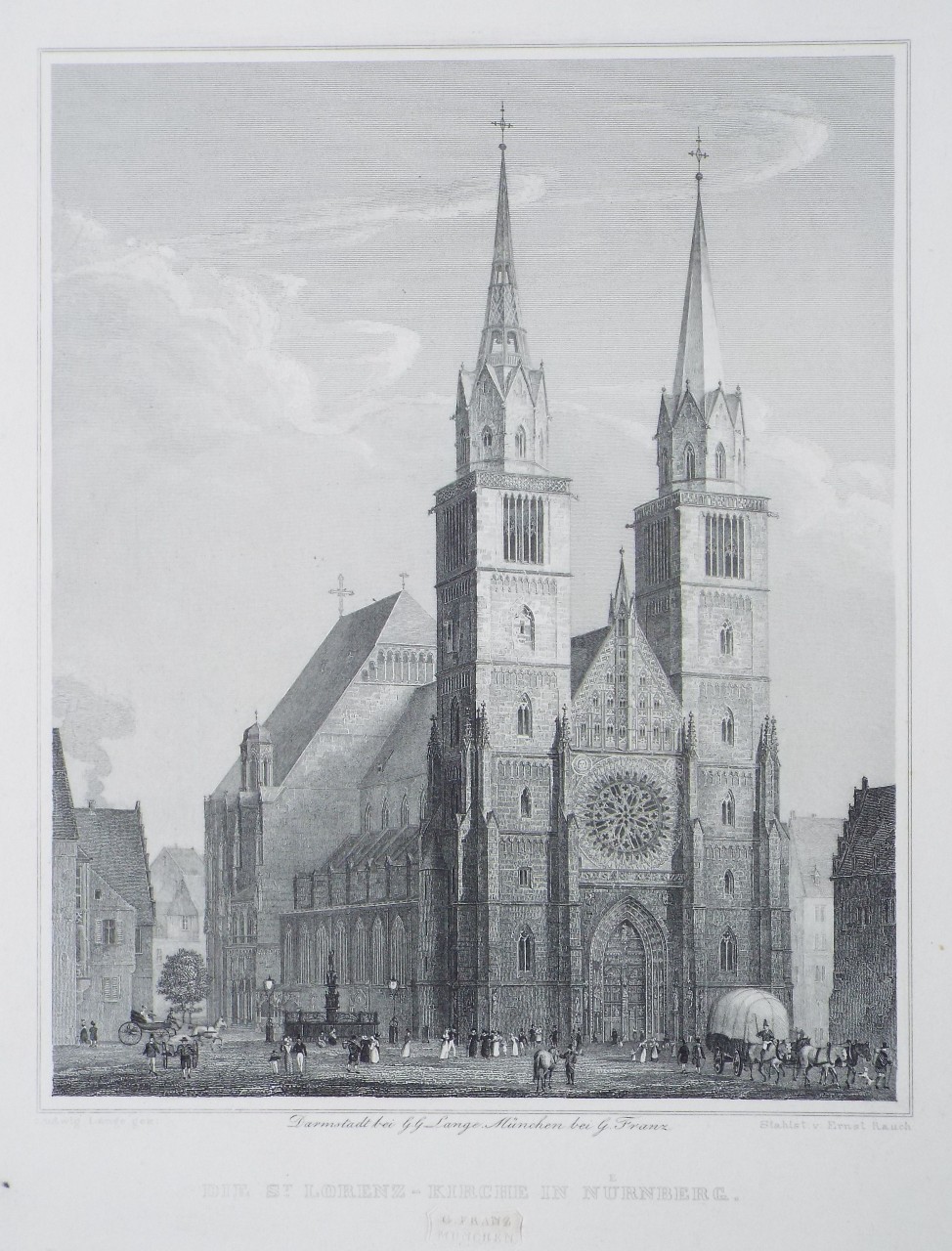 Print - Die St. Lorenz-Kirche in Nurnberg. - Rauch