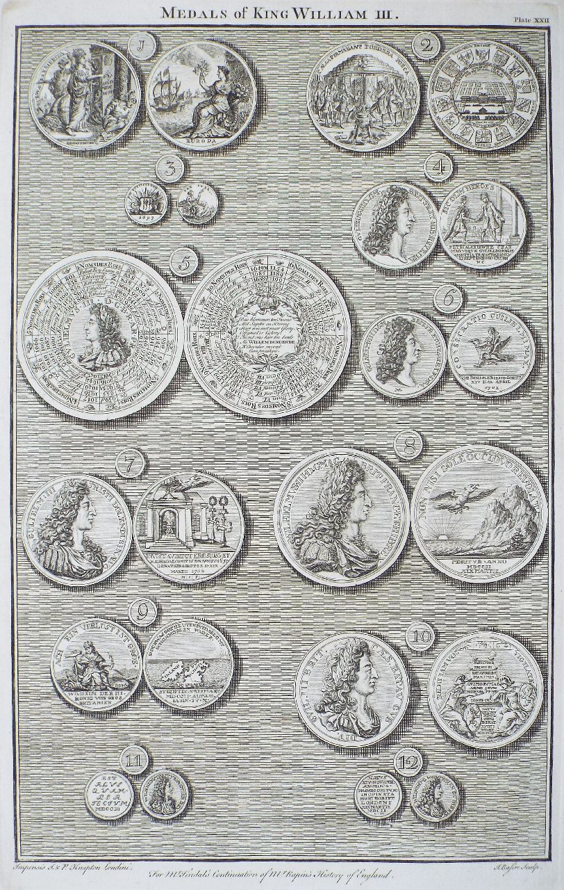 Print - Medals of King William III. Plate XXII - Basire