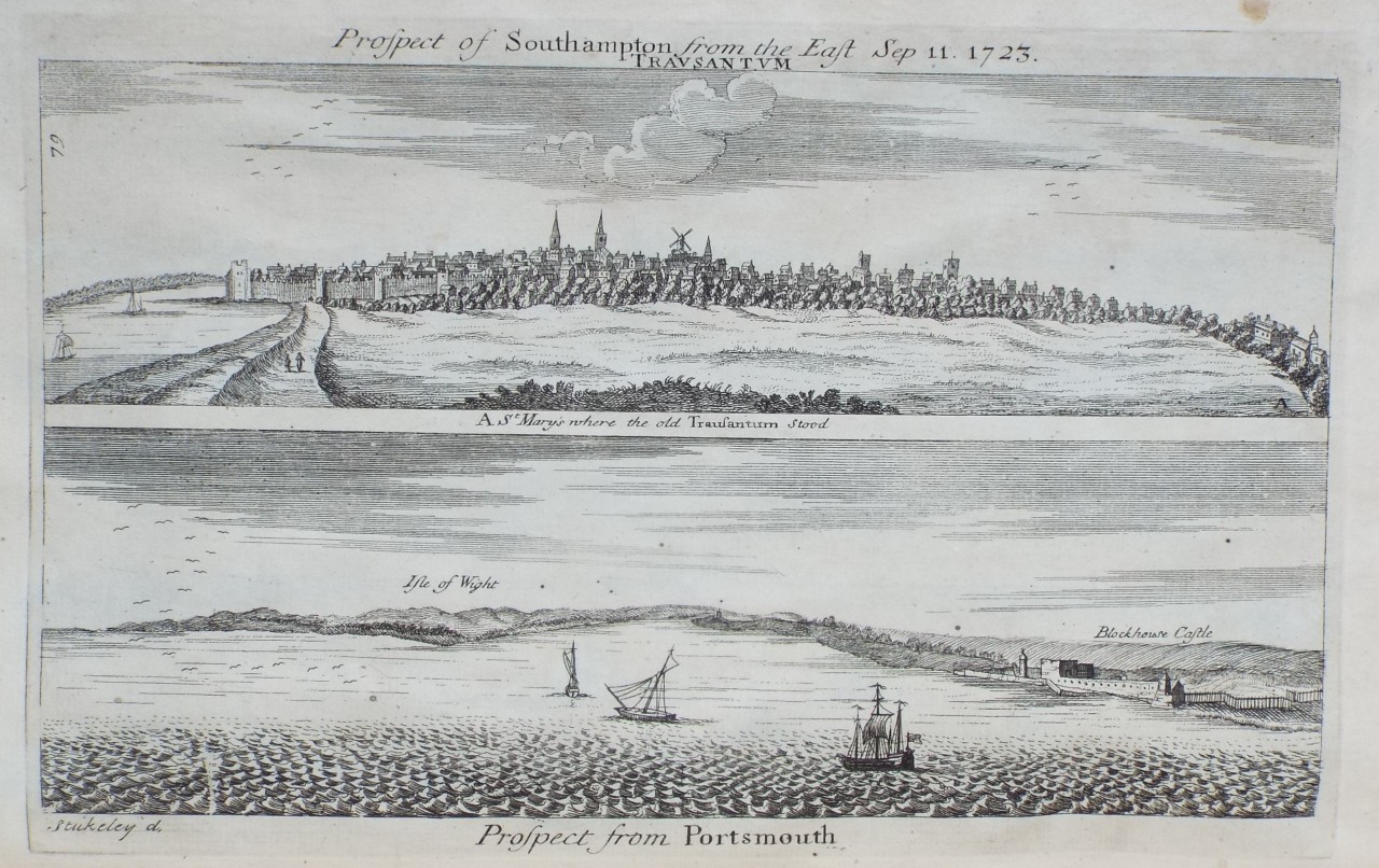 Print - Prospect of Southampton from the East.
Prospect from Portsmouth.