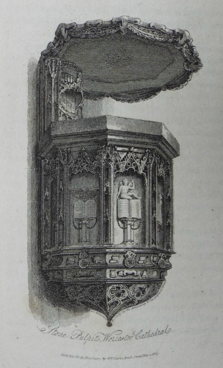 Print - Stone Pulpit, Worcester Cathedral. - Greig