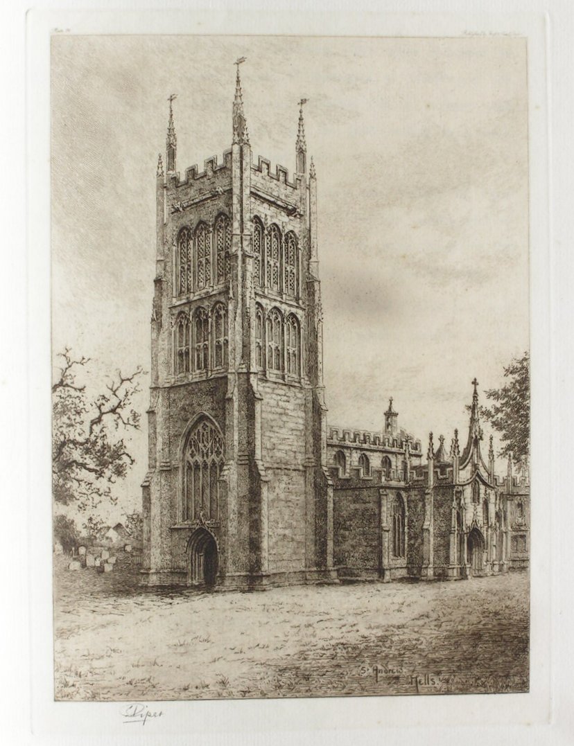 Etching - St. Andrew's, Mells - Piper