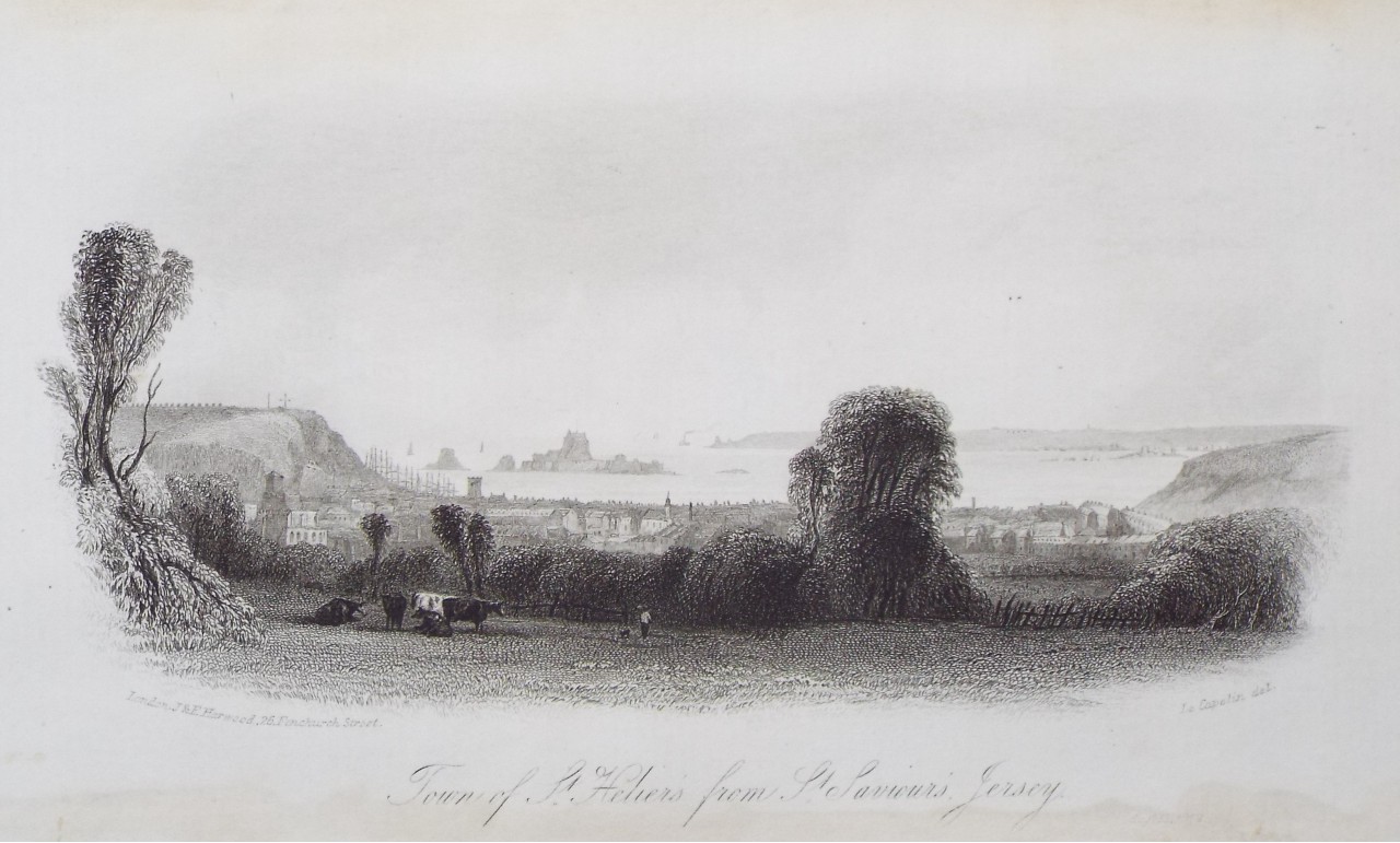 Steel Vignette - Town of St. Helier's from St. Saviour's Bay. - J