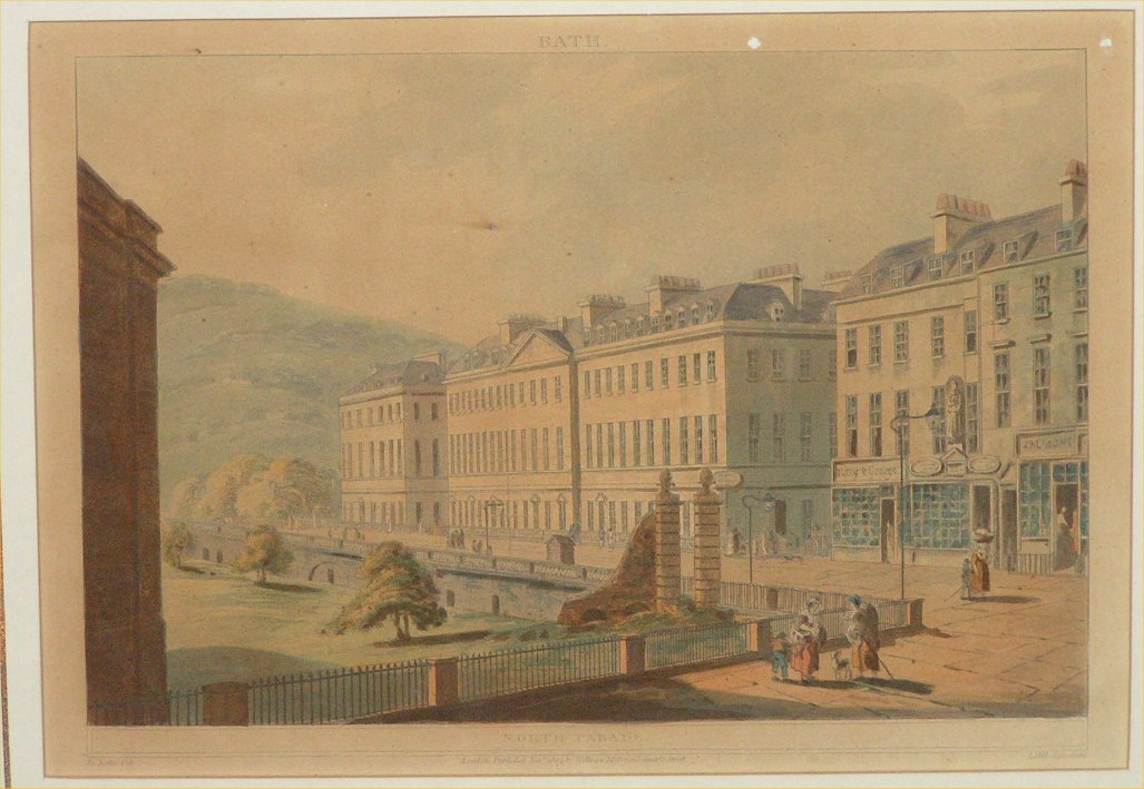 Aquatint - Bath. North Parade. - Hill