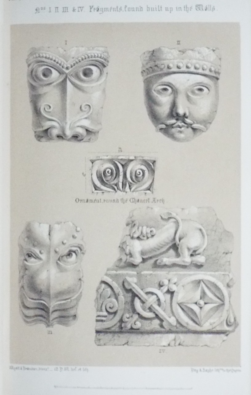 Lithograph - Fragments found built up in the Walls. - M.