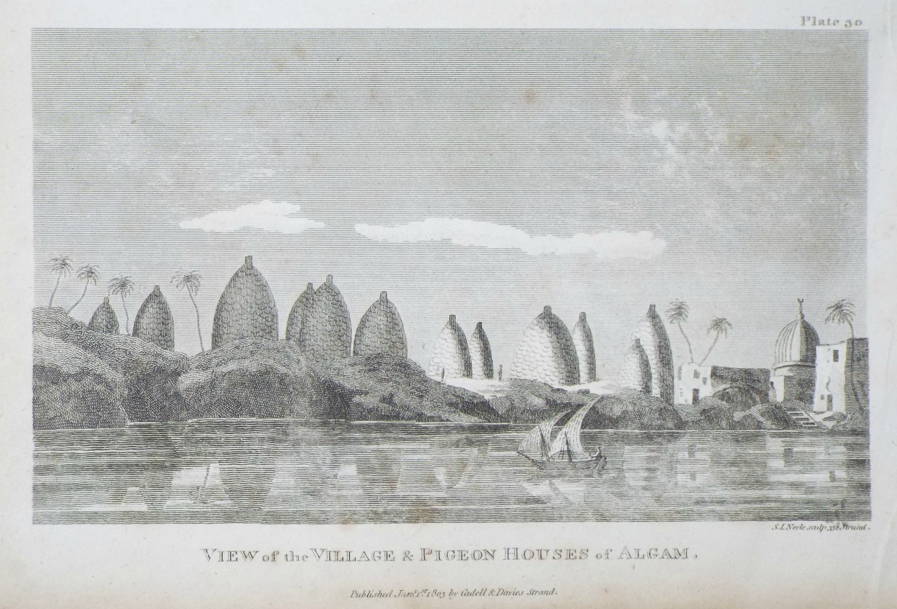 Print - View of the Village & Pigeon Houses of Algam. - Neele