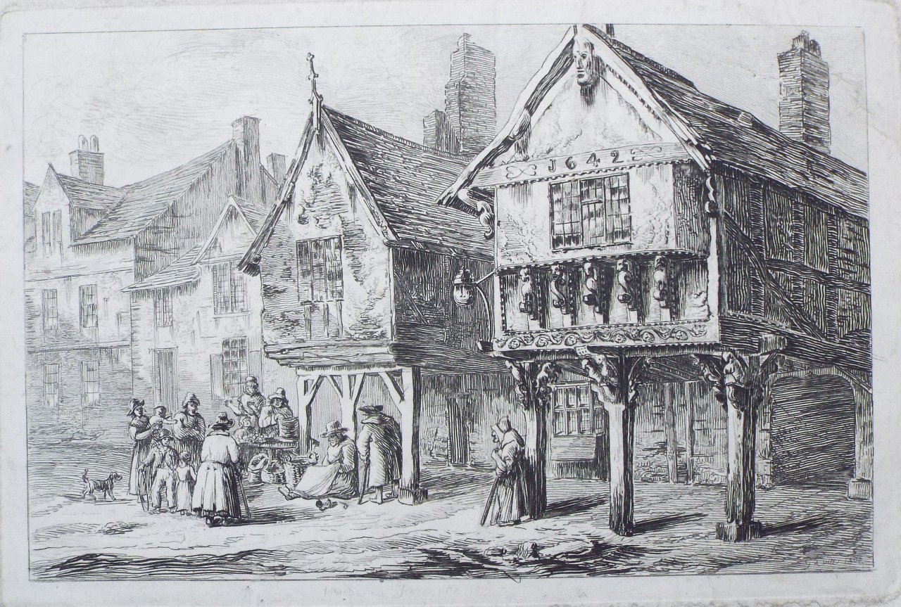 Etching - Houses in Foregate Street - Cuitt