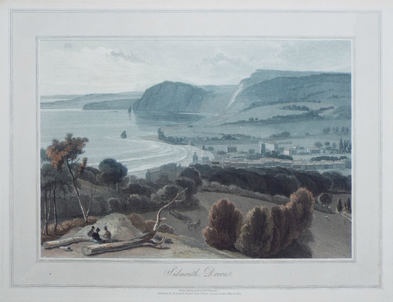 Aquatint - Sidmouth, Devon. - Daniell