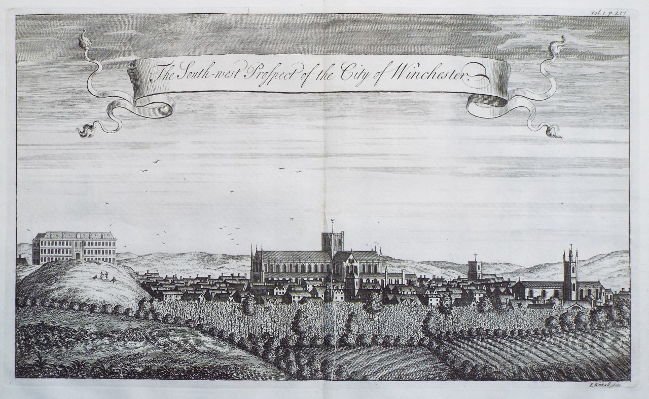 Print - The South-west Prospect of the City of Winchester. - Kirkall