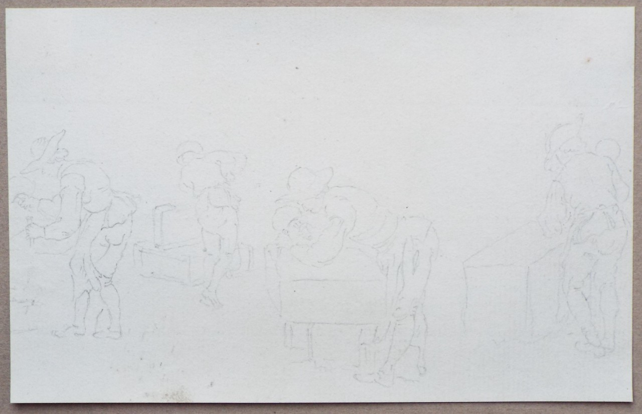 Pencil sketch - Stonemasons at work