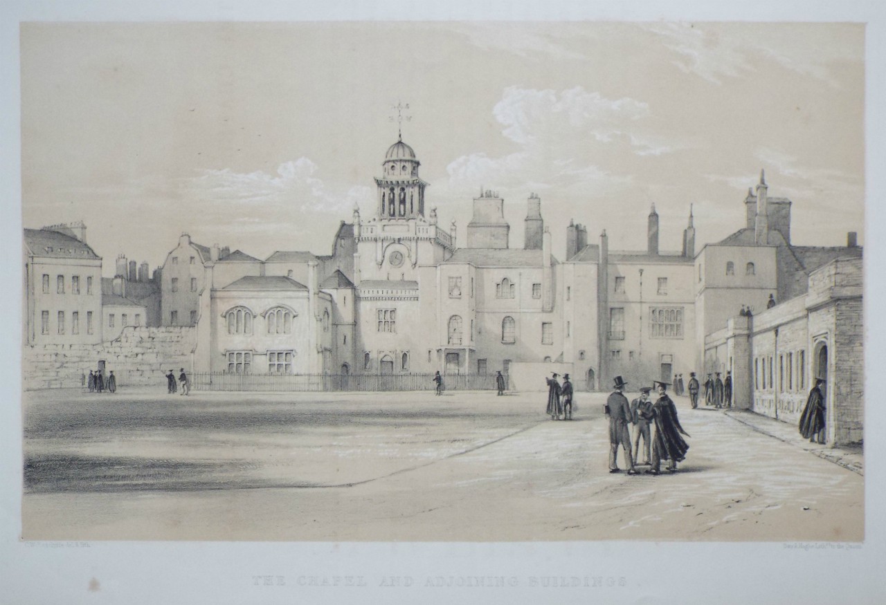 Lithograph - The Chapel and Adjoining Buildings. - Radclyffe