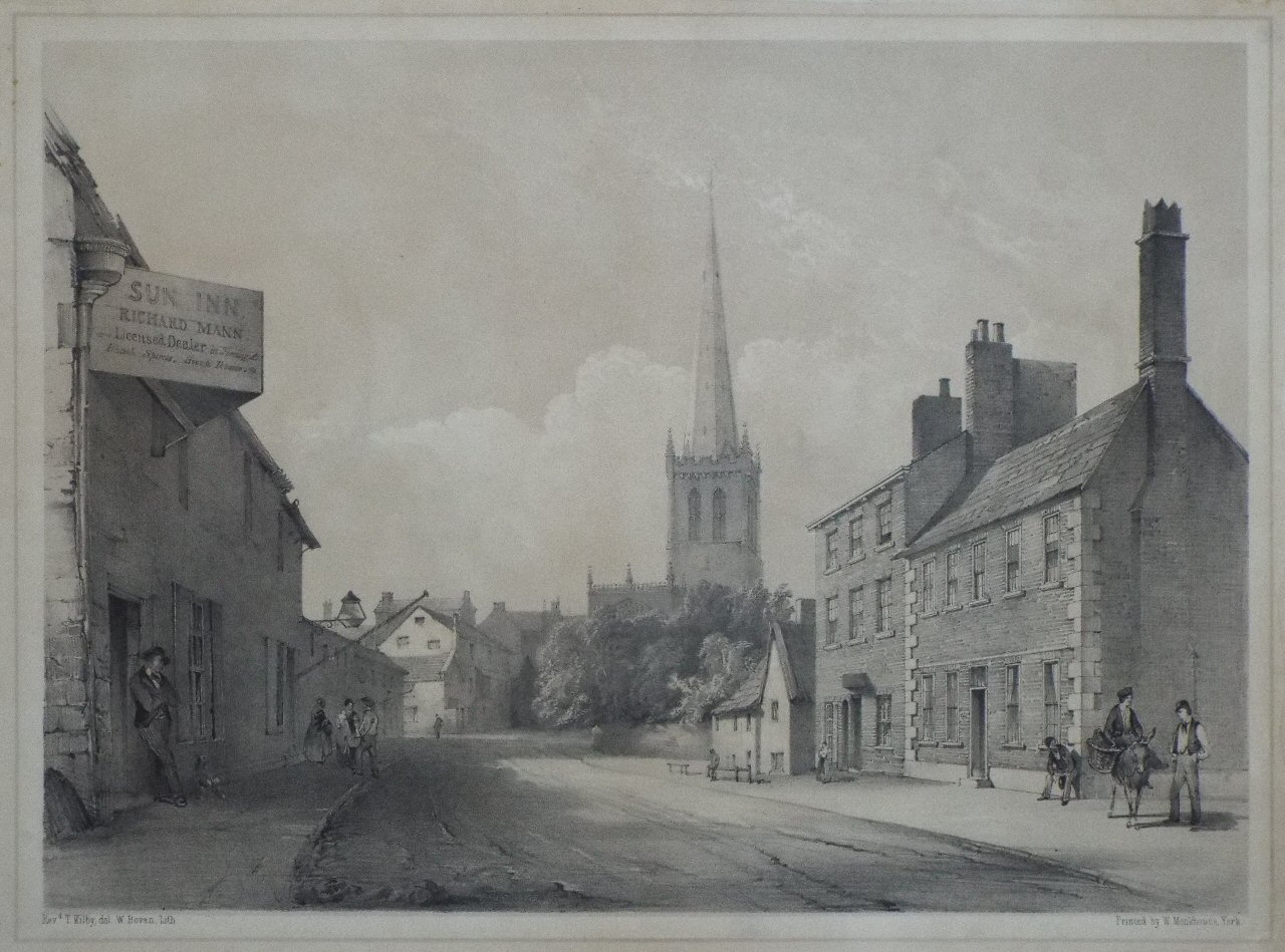 Lithograph - (Wakefield - East View of the Parish Church, from Warrengate) - Bevan