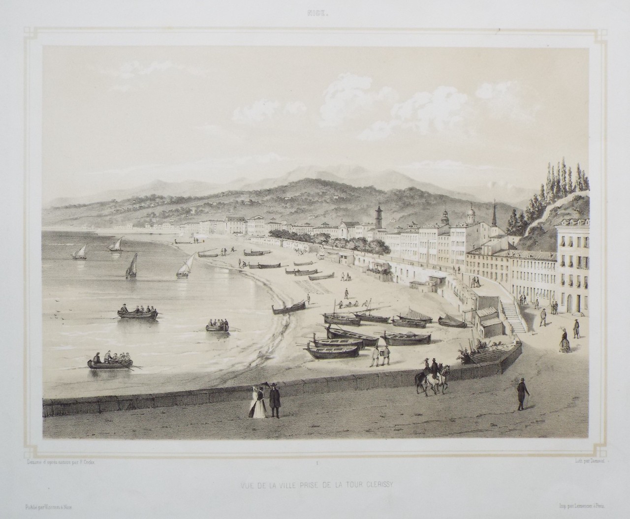 Lithograph - Nice. Vue de la Ville prise de la Tour Clerissy. - 