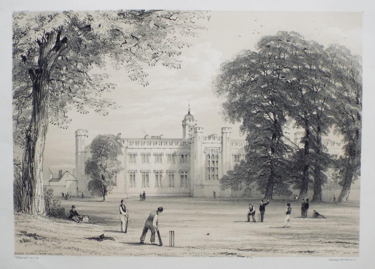 Lithograph - Rugby School from the Close. - Radclyffe