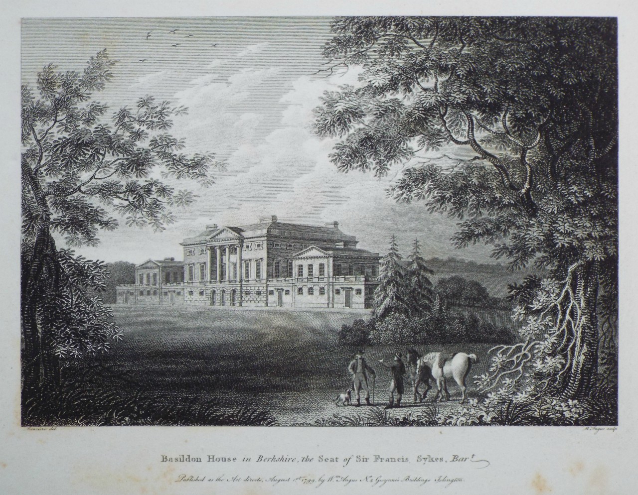 Print - Basildon House in Berkshire, the Seat of Sir Francis Sykes, Bart. - Angus