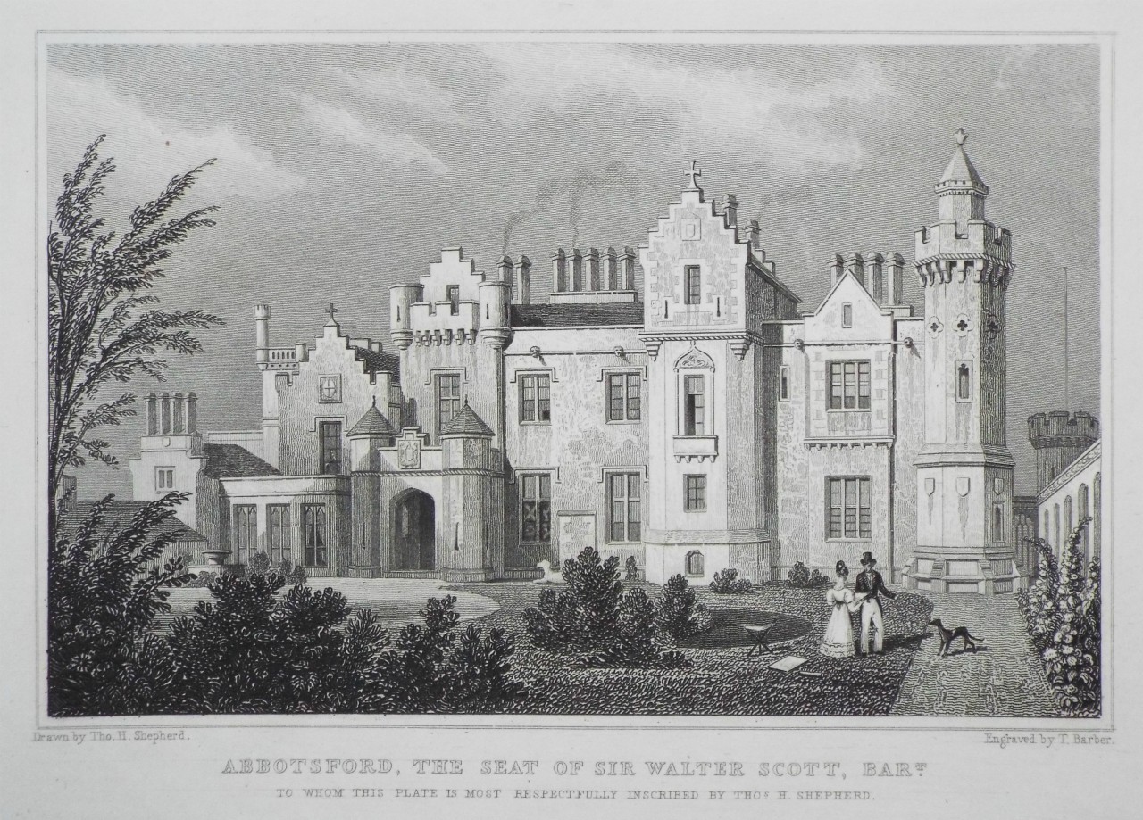 Print - Abbotsford, the Seat of Sir Walter Scott, Bart. - Batber