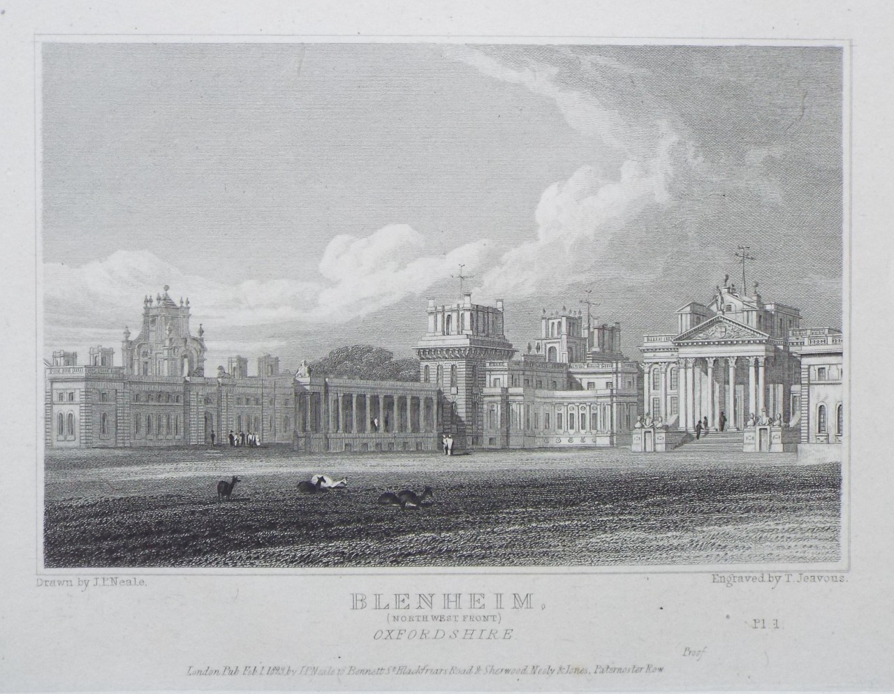 Print - Blenheim, (North West Front) Oxfordshire. - Jeavons