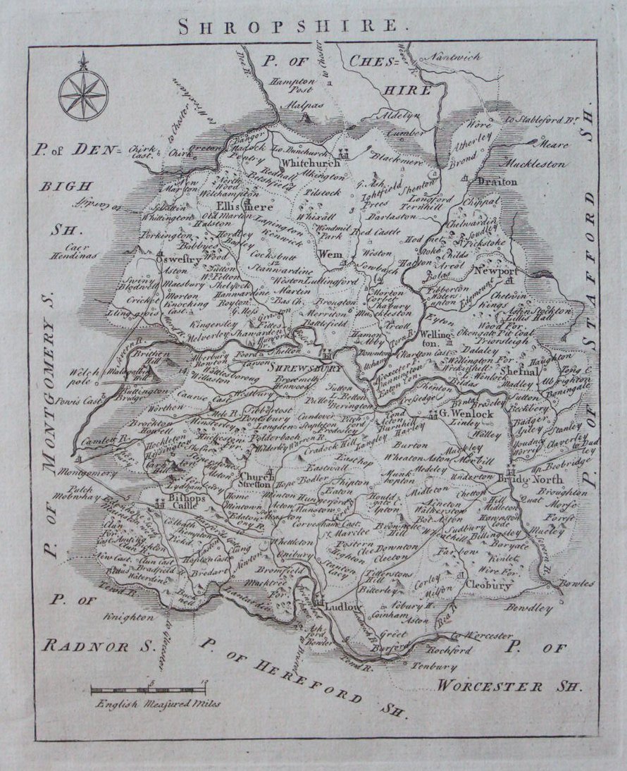 Map of Shropshire - Rocque