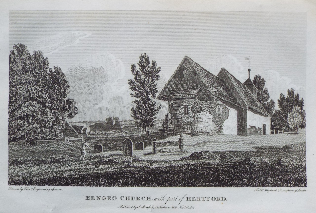 Print - Bengeo Church, with part of Hertford. - 