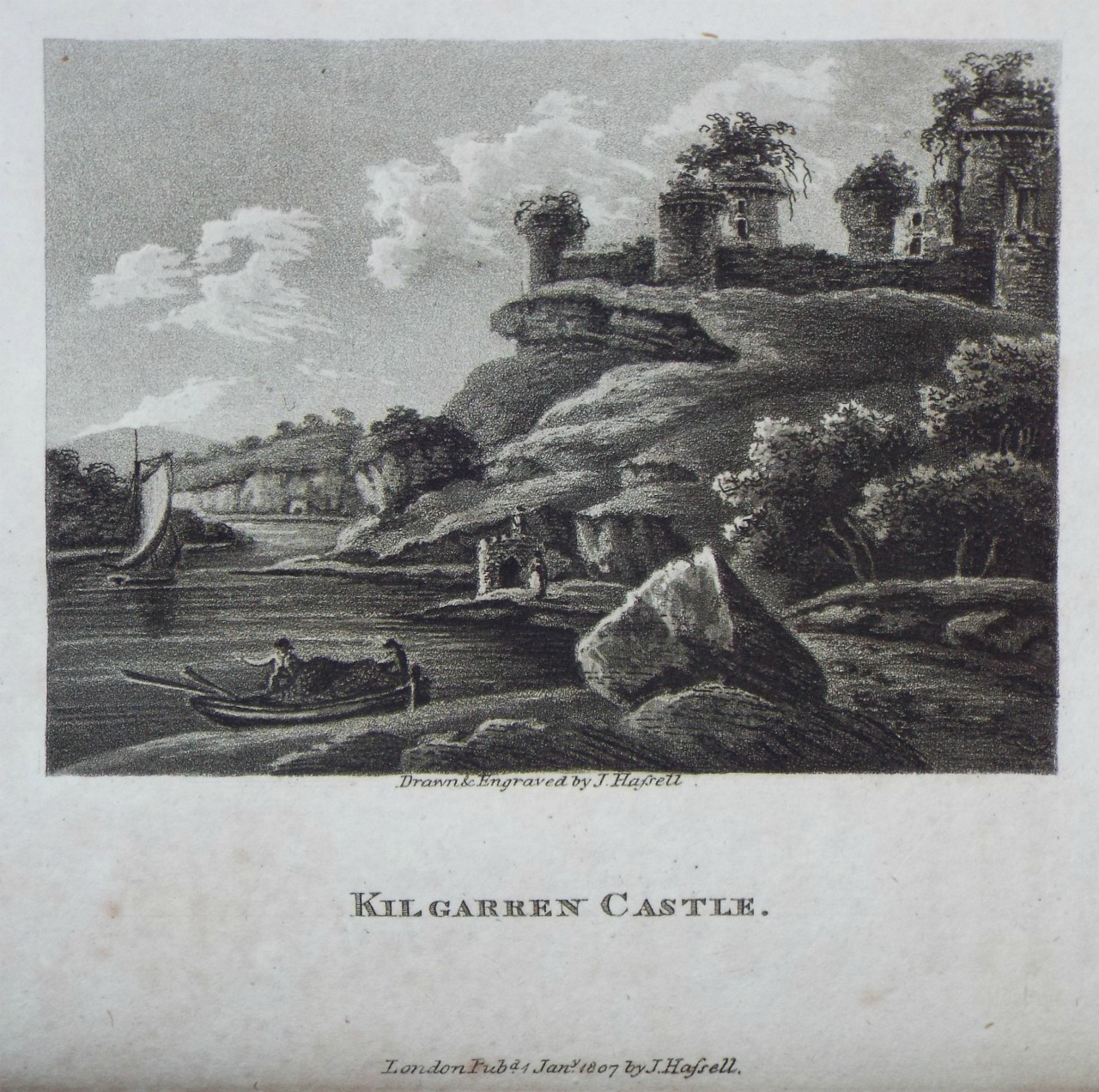 Aquatint - Kilgarren Castle. - Hassell
