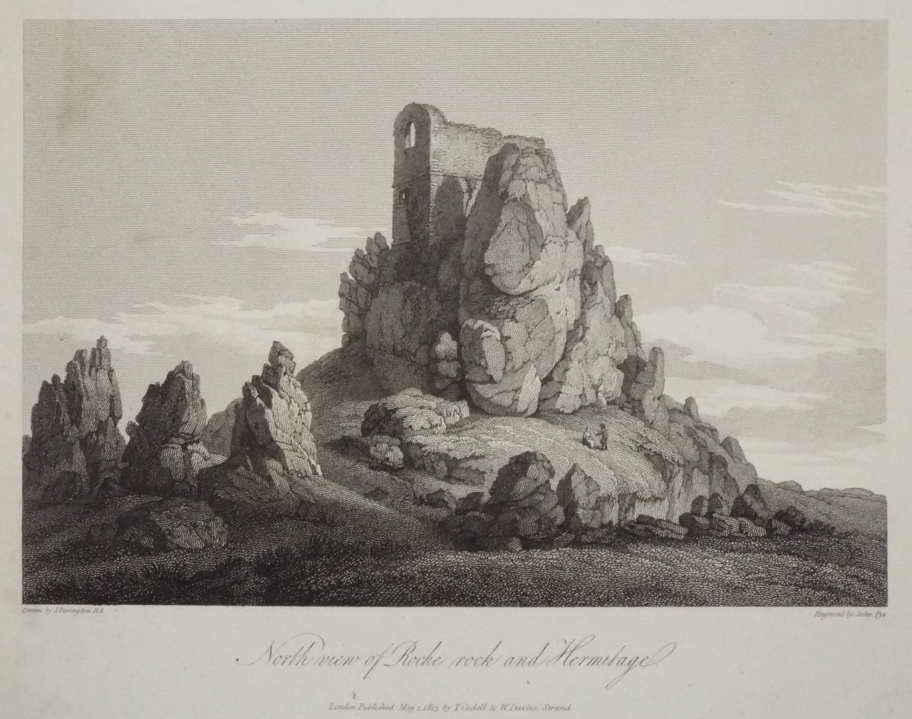 Print - North View of Roche rock and Hermitage. - Pye
