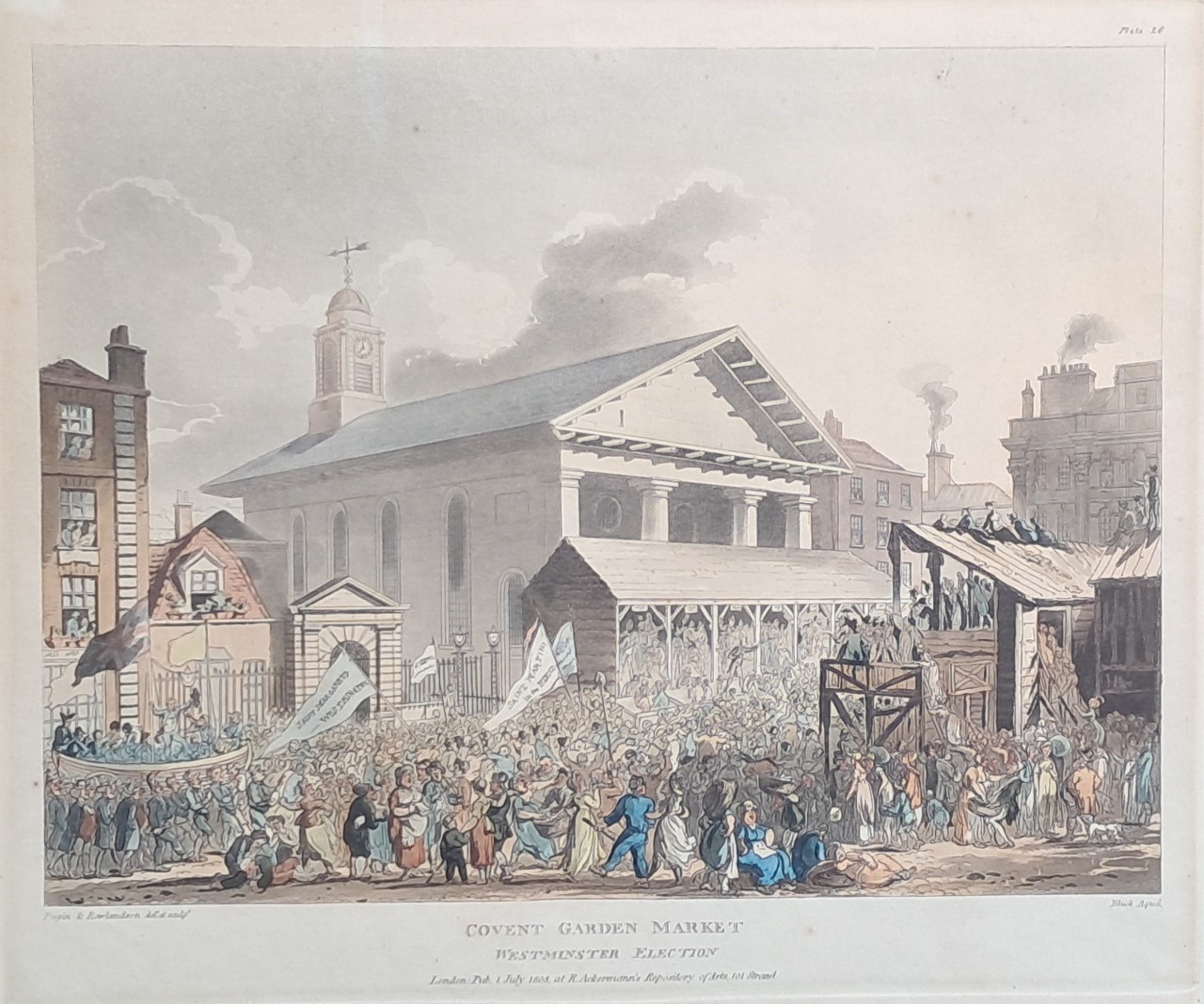 Aquatint - Covent Garden Market Westminster Election - 