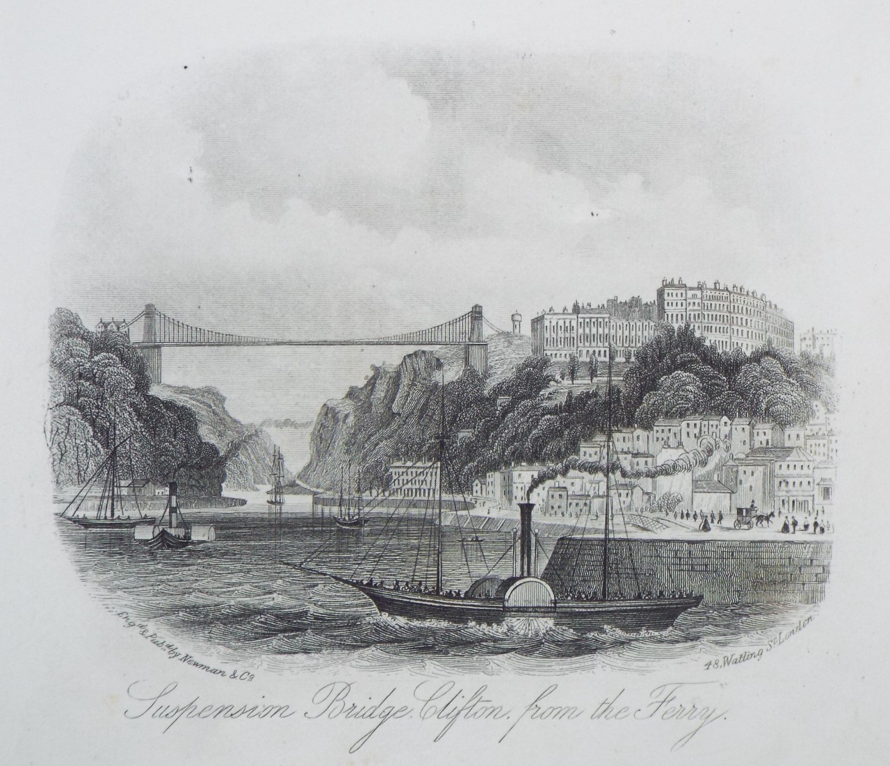 Steel Vignette - Suspension Bridge, Clifton, from the Ferry. - Newman