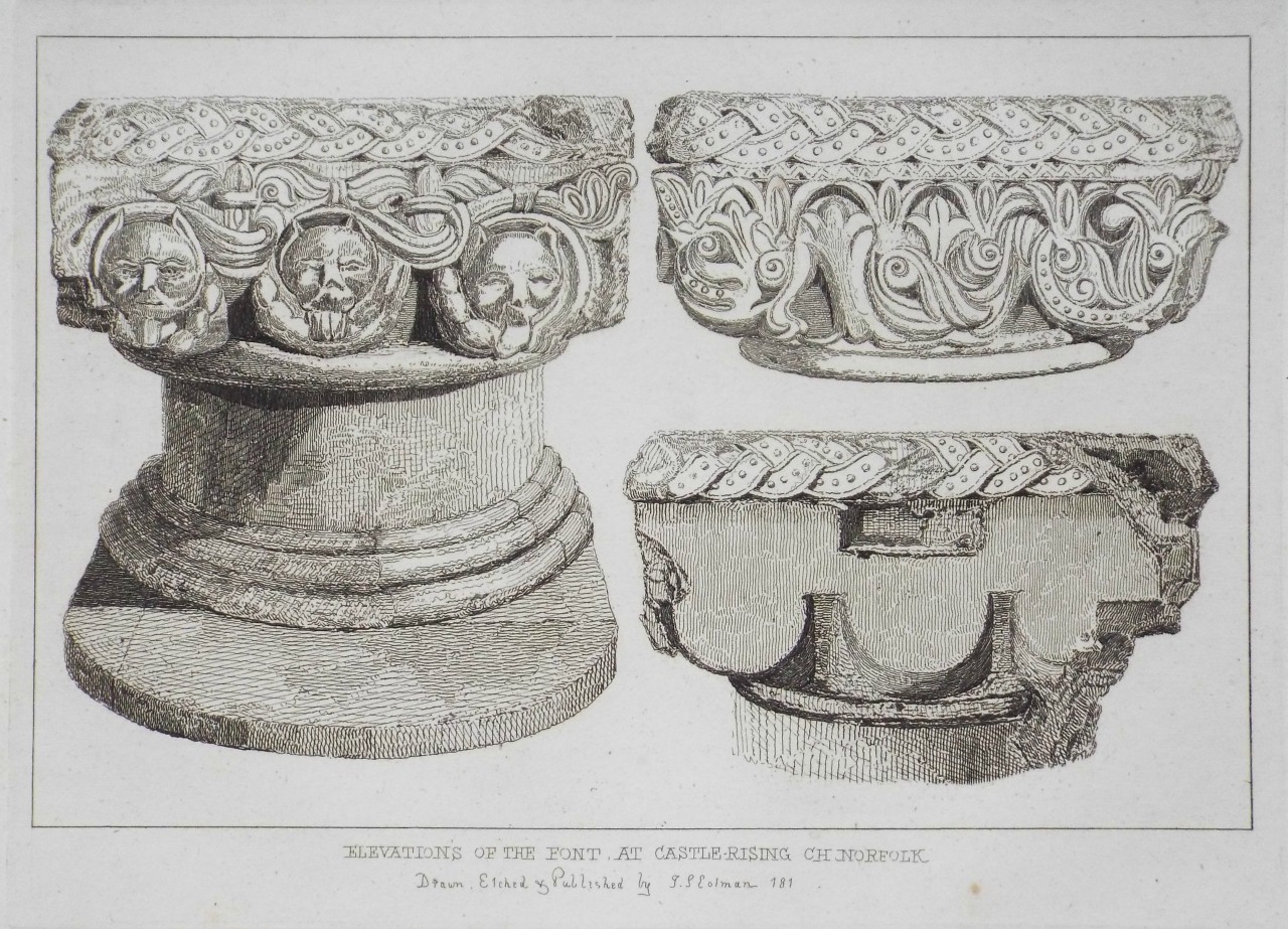 Etching - Elevations of the Font at Castle-Rising Ch Norfolk - Cotman