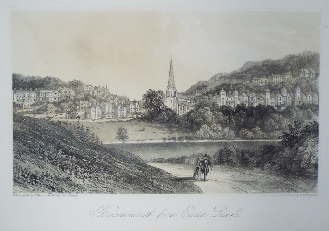 Lithograph - Bournemouth from the Exeter Lane. - J.