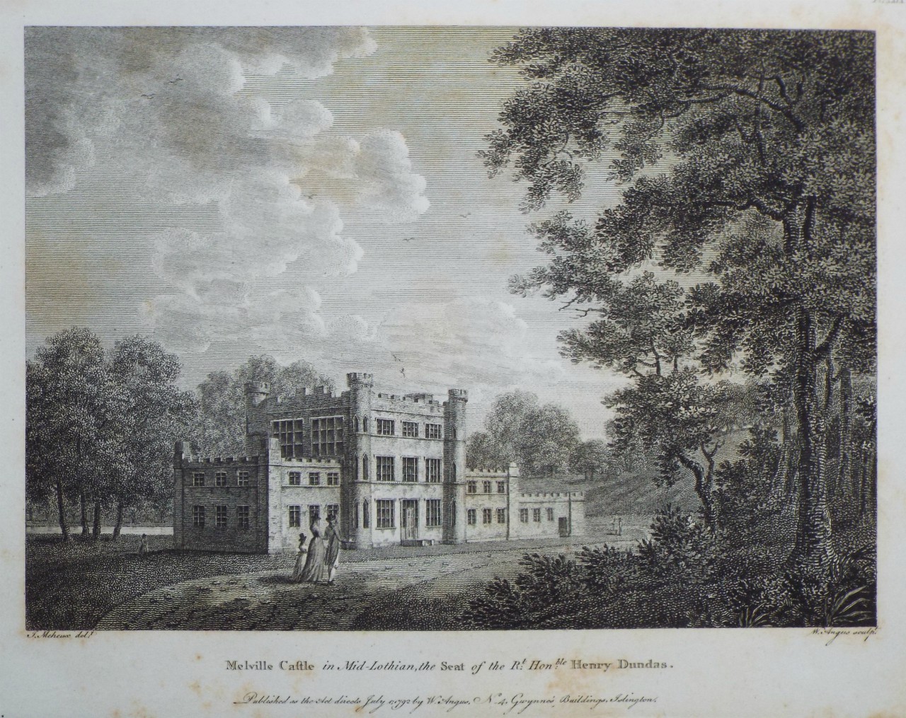 Print - Melville Castle in Mid-Lothian, the Seat of the Rt. Honble Henry Dundas. - Angus