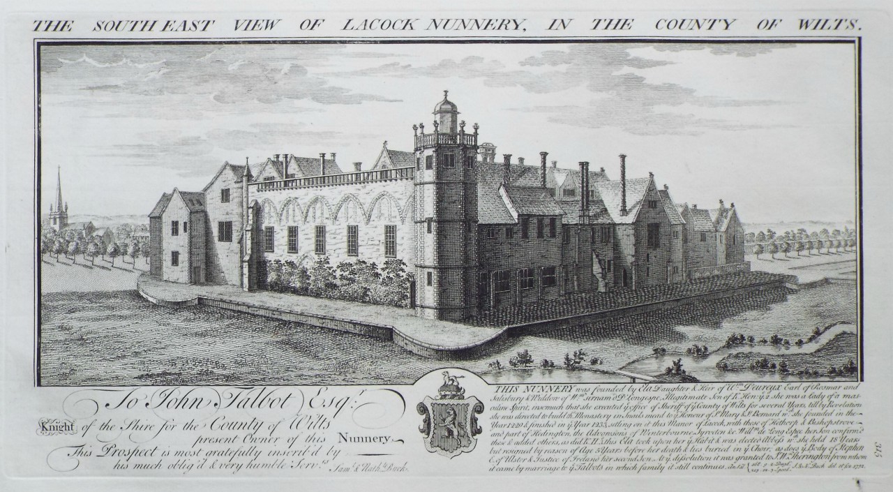 Print - The South East View of Lacock Nunnery, in the County of Wilts. - Buck