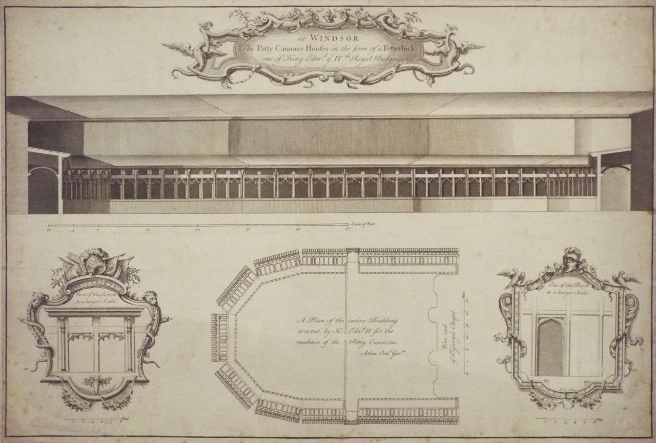 Print - at Windsor The Petty Cannons Houses in the form of a Fetterlock one of King Edwd. IVth's Royal Badges. - Vertue