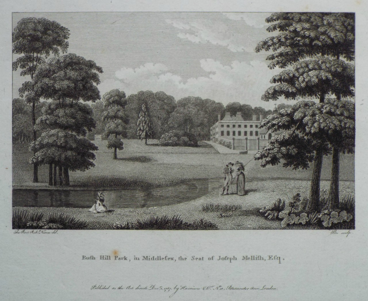 Print - Bush Hill Park, in Middlesex, the Seat of Joseph Mellish, Esqr. - 