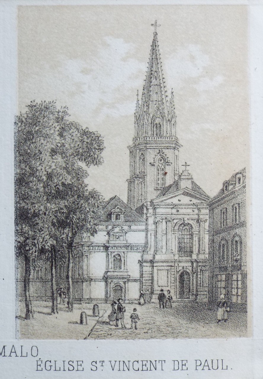 Lithograph - St. Malo Eglise St. Vincent de Paul