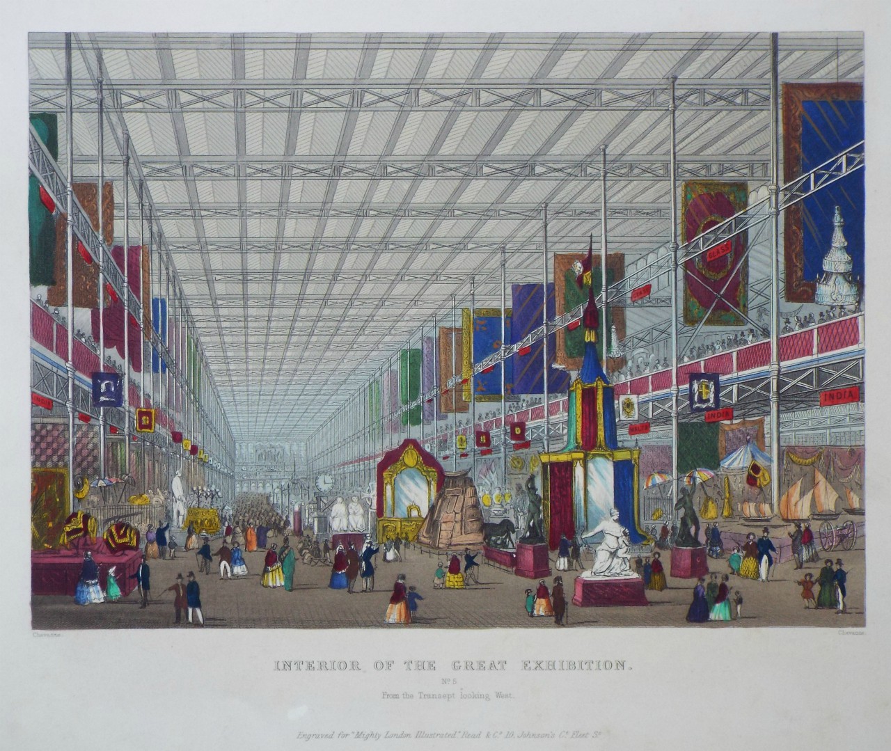 Print - Interior of the Great Exhibition. No.5. From Transept looking West. - 