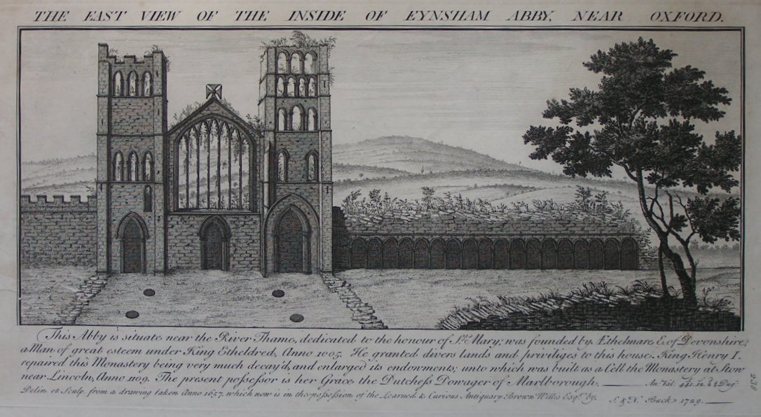 Print - The East View of the Inside of Eynsham Abby, near Oxford - Buck