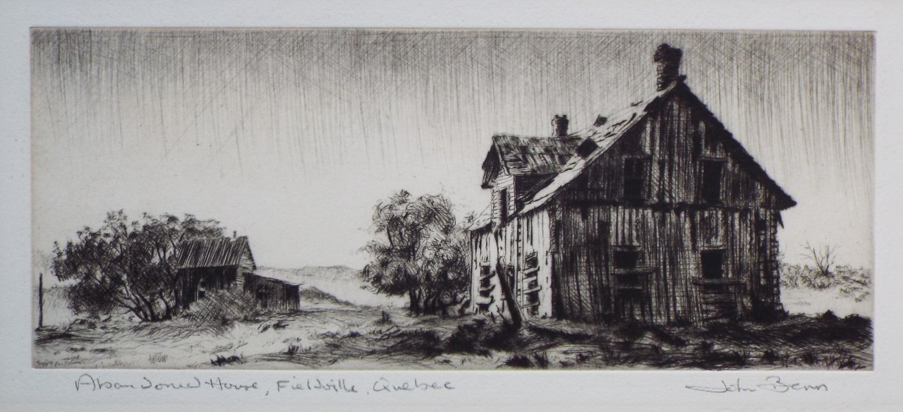 Etching - Abandoned House, Fieldville, Quebec - Benn