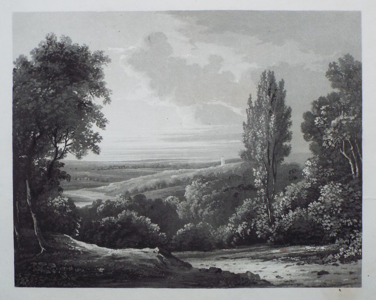 Aquatint - Scene from Claverton Down, near Bath. - Fielding