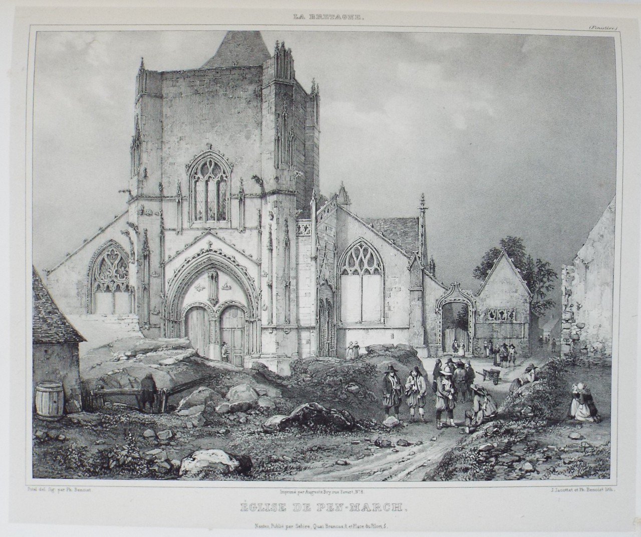 Lithograph - Eglise de Pen-March.