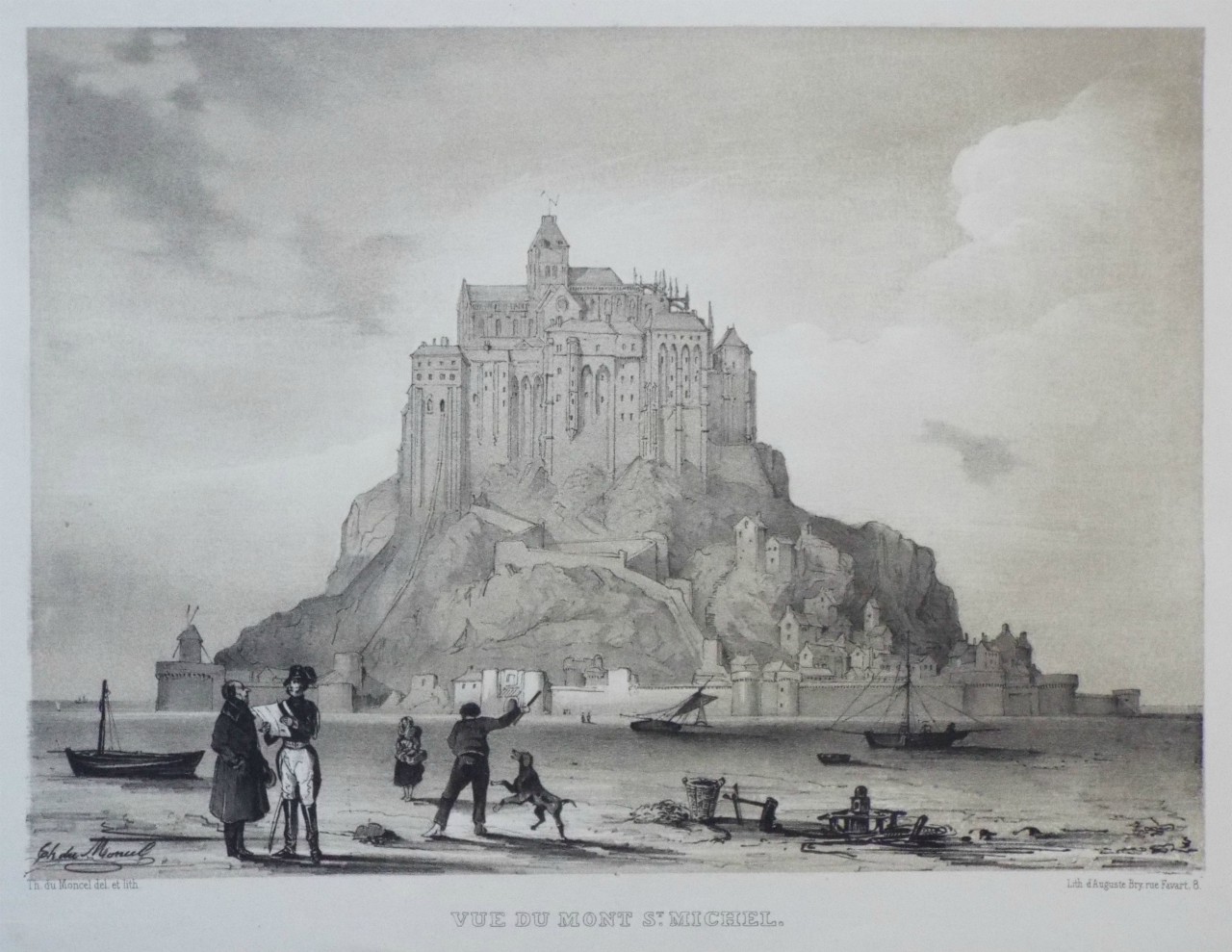 Lithograph - Vue du Mont St. Michel. - Du