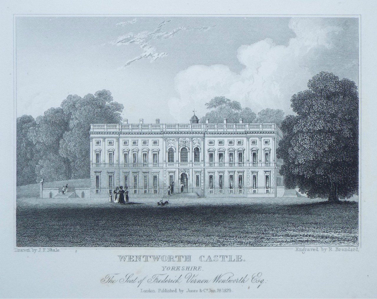 Print - Wentworth Castle, Yorkshire. The Seat of Frederick Vernon Wentworth Esq. - Brandard