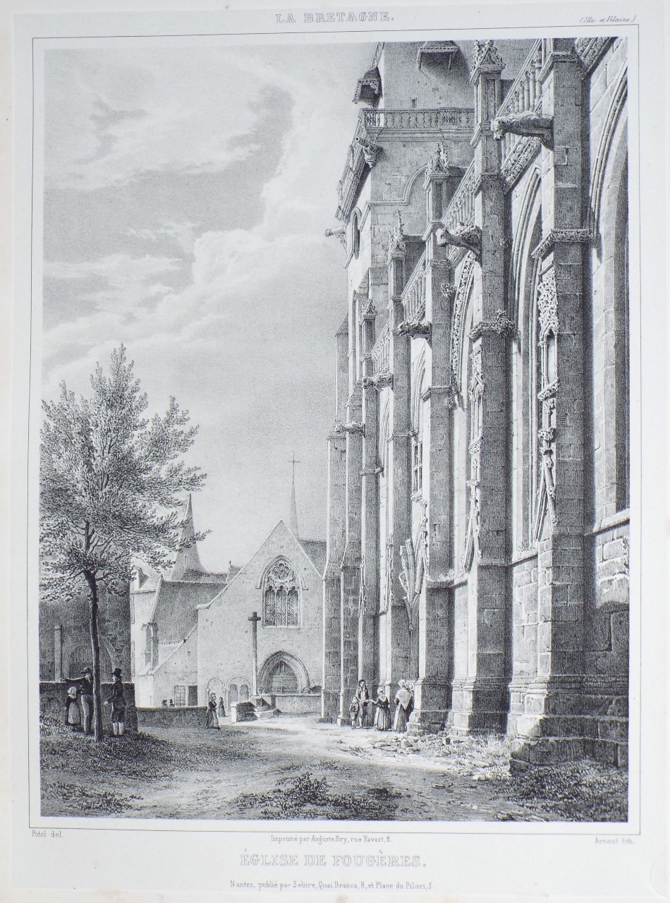 Lithograph - Eglise de Fougeres.