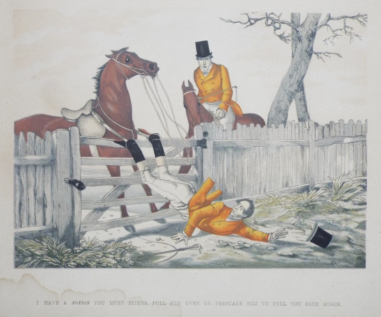 Chromo-lithograph - I have a Notion you must either pull him over or persuade him to pull you back again.