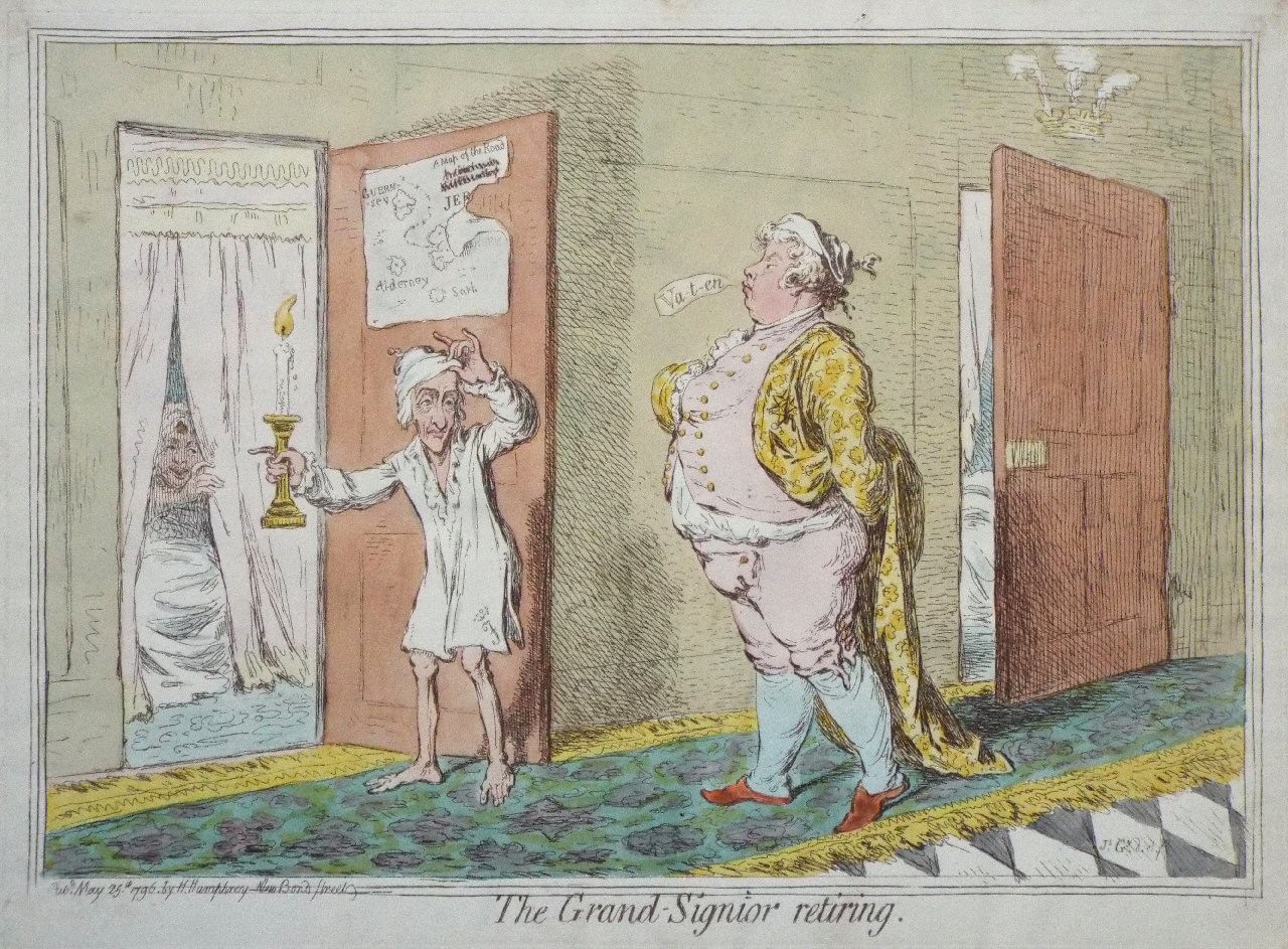 Etching - The Grand Signior retiring. - Gillray