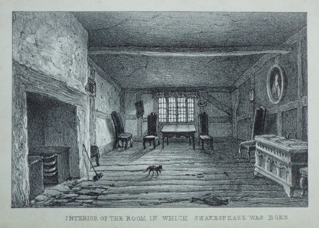 Lithograph - Interior of the Room in Which Shakespeare was Born.