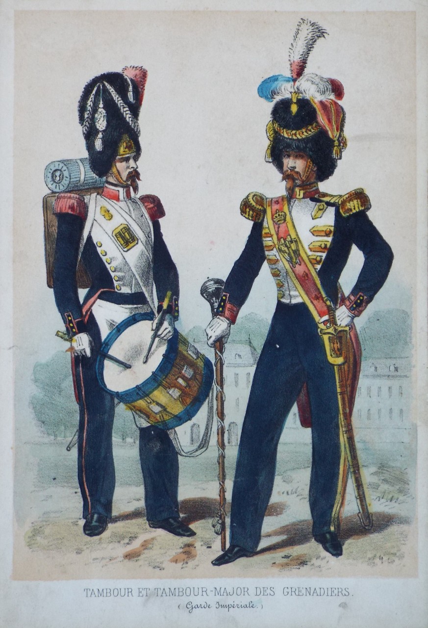 Lithograph - Tambour et Tambour-Major des Grenadiers. (Garde Imperiale.)