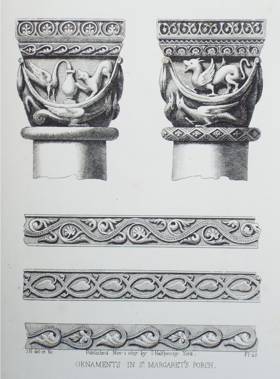 Etching - Ornaments in St. Margaret's Porch. - Halfpenny
