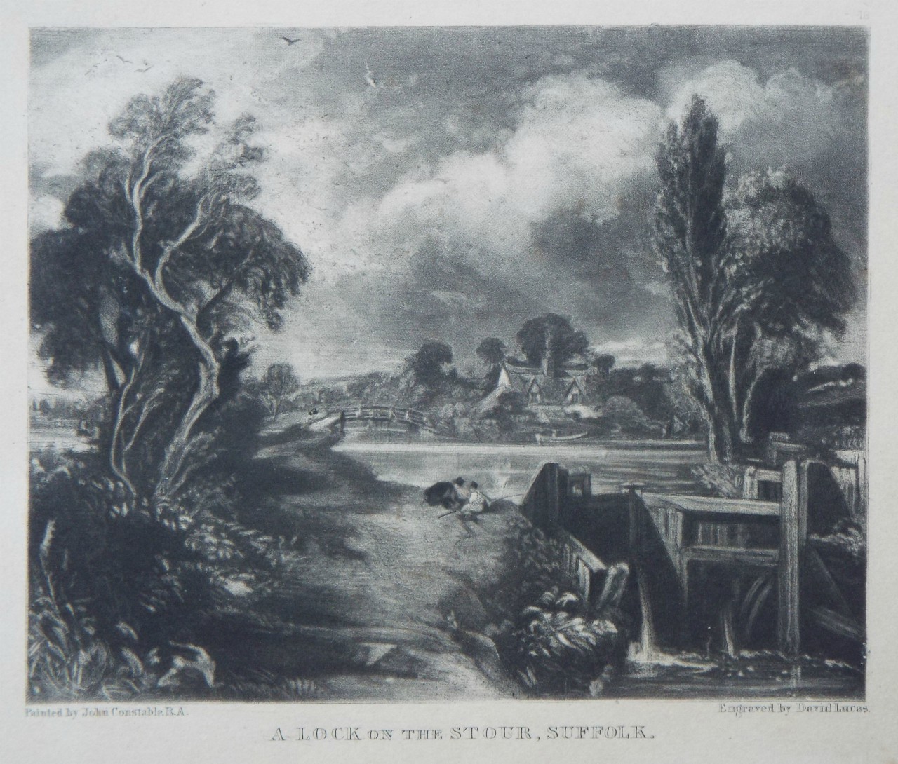 Mezzotint - A Lock on the Stour, Suffolk. - Lucas