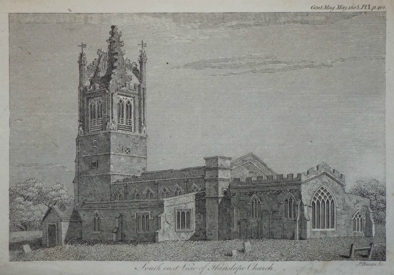 Print - South East View of Hanslope Church. - Basire