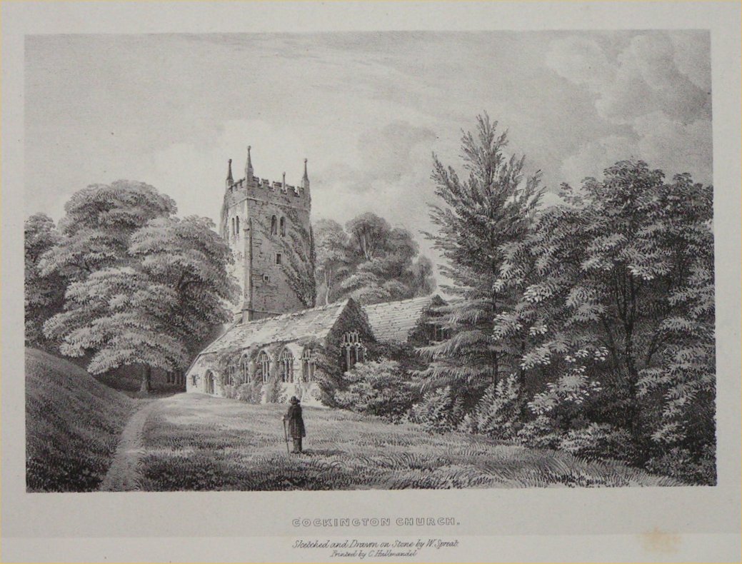 Lithograph - Cockington Church - Spreat