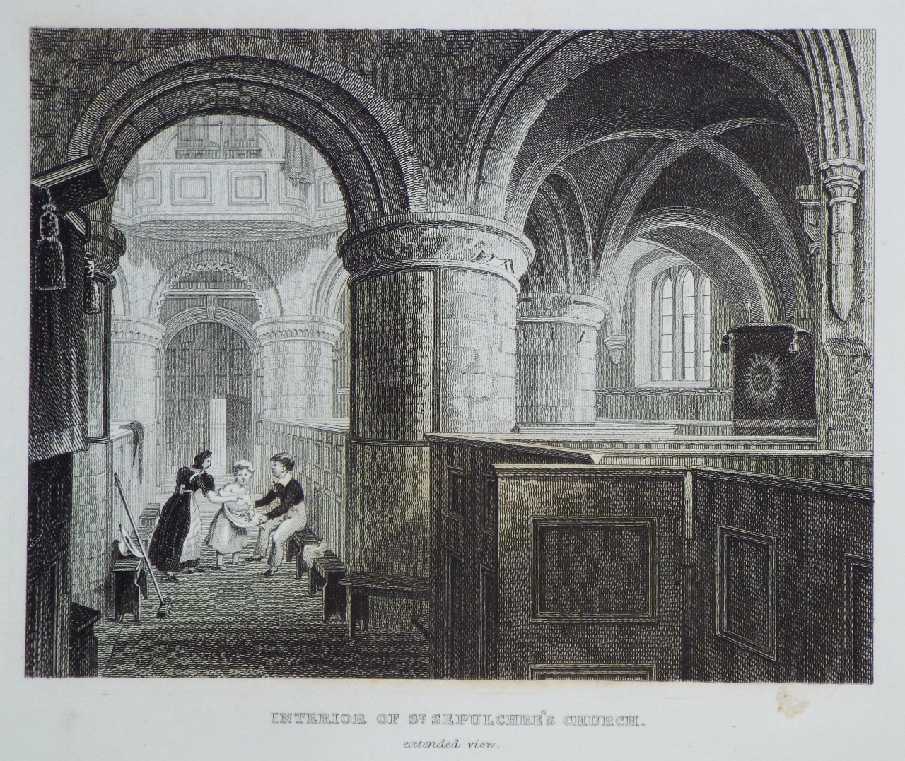 Print - Interior of St. Sepulchre's Church. extended view.